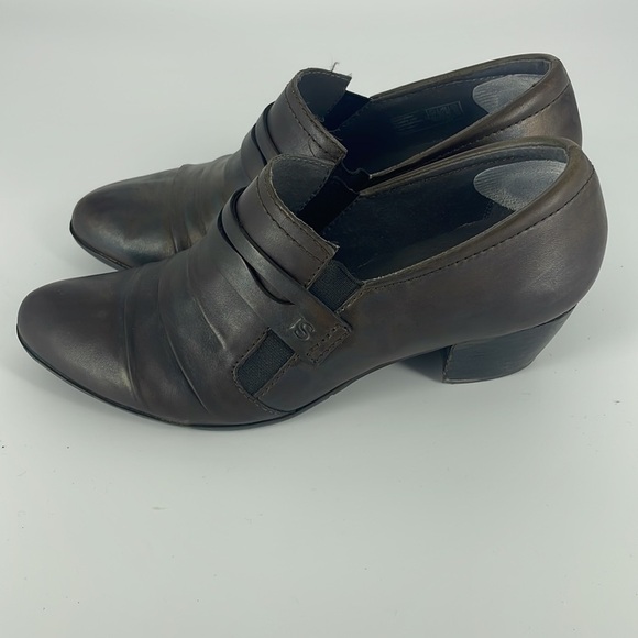 Josef Seibel Leather Shoes Women’s EU 38 Ankle Bootie Heeled Slide-on Point Toe - Picture 3 of 6
